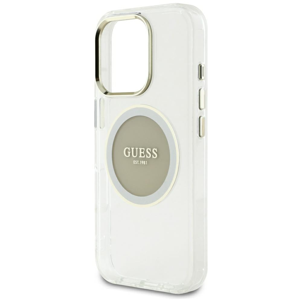 MagSafe Case for Apple iPhone 16 Pro Max, Guess, IML Metal Colored Circle, Gray
