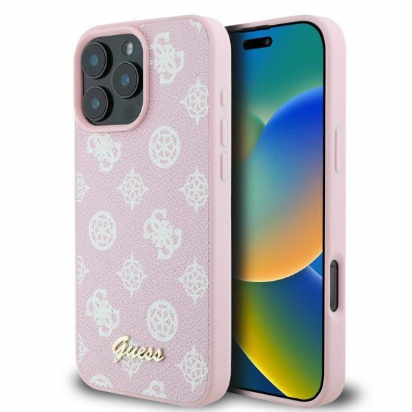 MagSafe Case for Apple iPhone 16 Pro Max, Guess, Peony Script, Pink