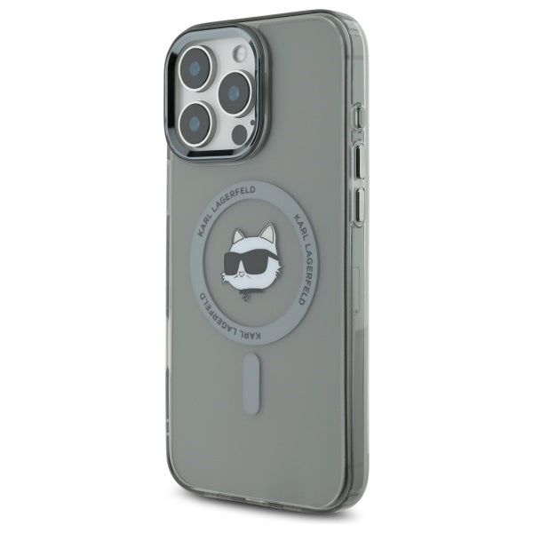 MagSafe Case for Apple iPhone 16 Pro Max, Karl Lagerfeld, IML Metal Choupette's Head, Black