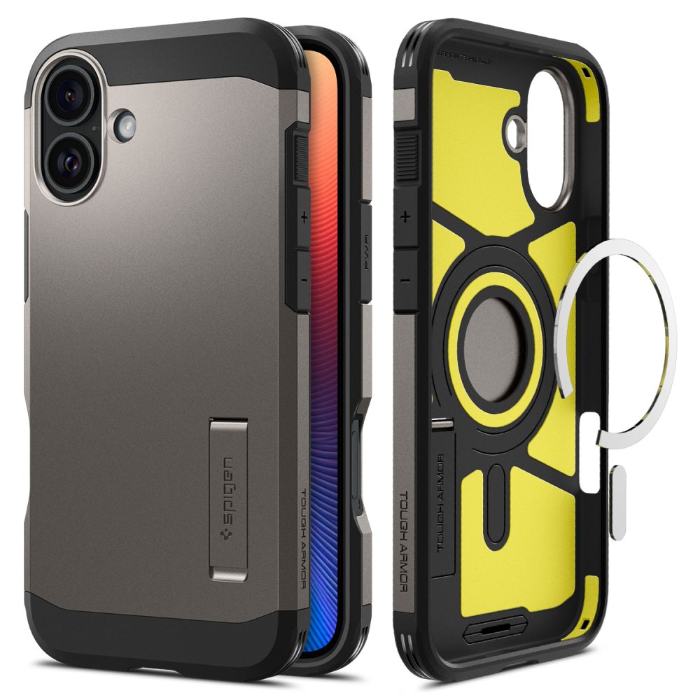 MagSafe Case for Apple iPhone 16, Spigen, Tough Armor, Gray