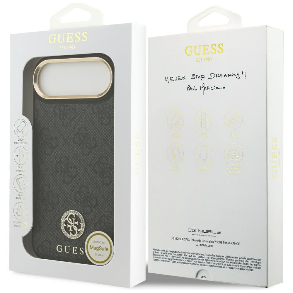 MagSafe Case for Apple iPhone 17 Air, Guess, 4G Strass Logo, Black