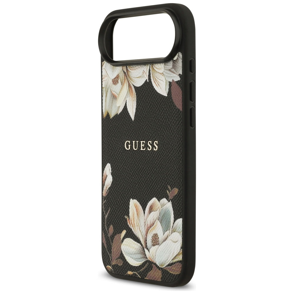 MagSafe Case for Apple iPhone 17 Air, Guess, Grained Flowers, Black