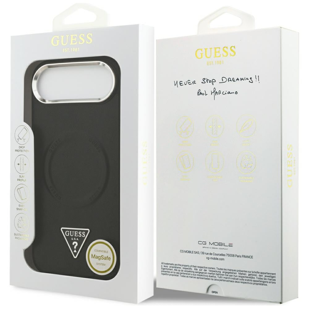 MagSafe Case for Apple iPhone 17 Air, Guess, Triangle Logo, Black Silver