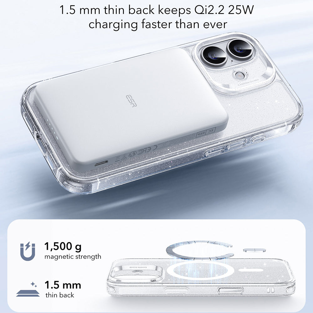 MagSafe Case for Apple iPhone 17, ESR, Classic Hybrid Shimmer, Transparent