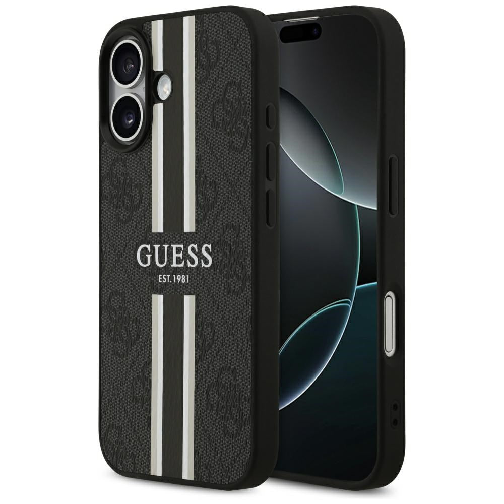 MagSafe Case for Apple iPhone 17, Guess, 4G Printed Stripes, Black