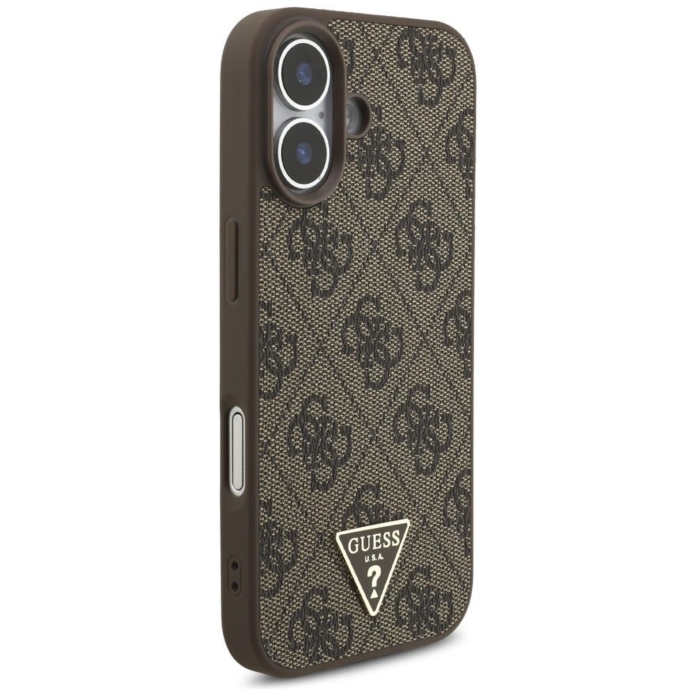 MagSafe Case for Apple iPhone 17, Guess, 4G Triangle Logo Cord Strap, Brown