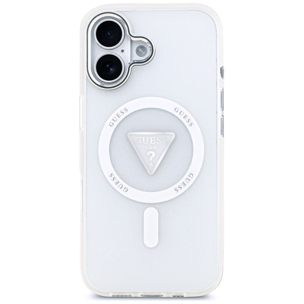 MagSafe Case for Apple iPhone 17, Guess, IML Gradient Triangle Logo, Transparent