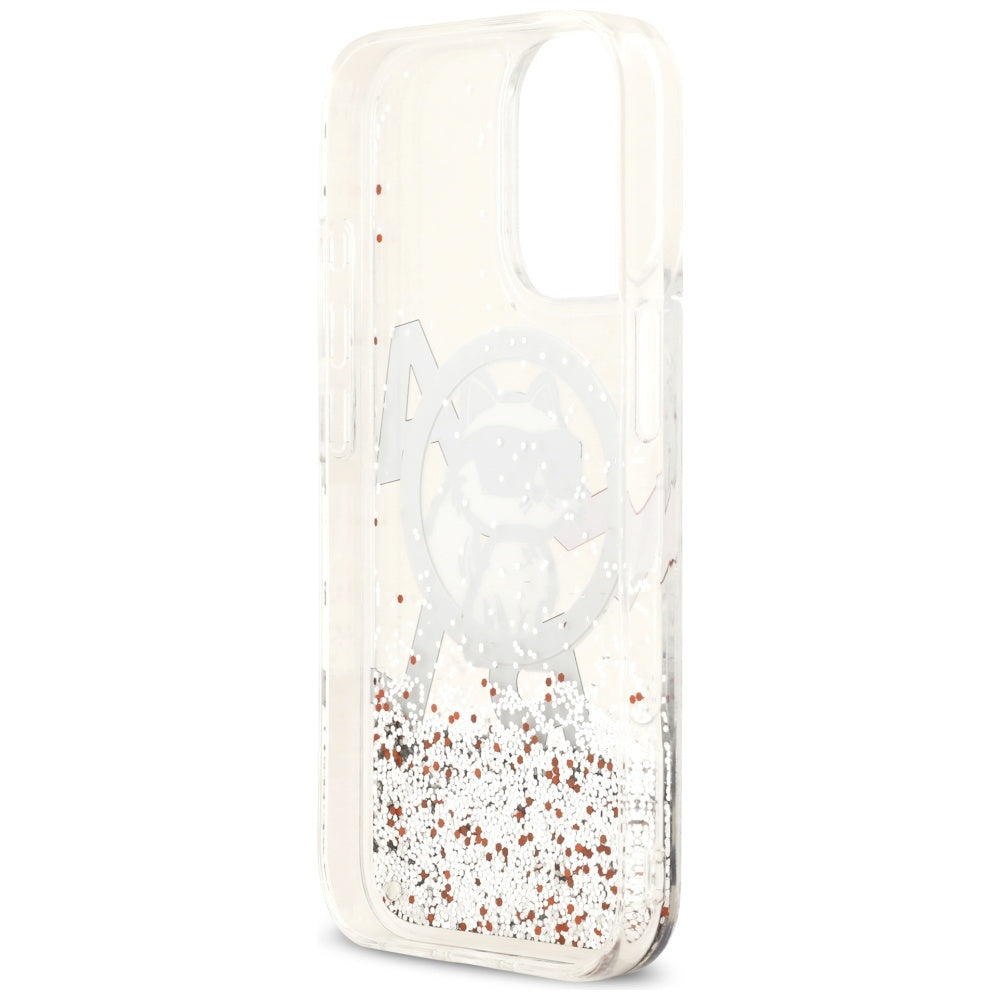 MagSafe Case for Apple iPhone 17, Karl Lagerfeld, Liquid Glitter Choupette Logo, Transparent