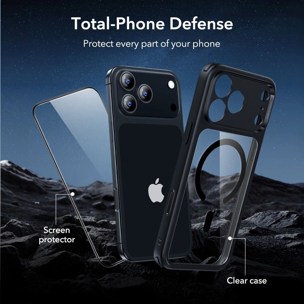 MagSafe Case for Apple iPhone 17 Pro, ESR, Classic Hybrid with Screen Protector, Transparent Black