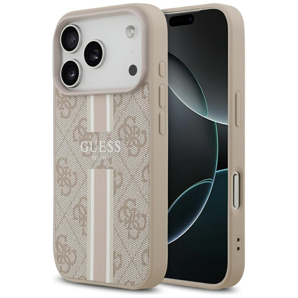 MagSafe Case for Apple iPhone 17 Pro, Guess, 4G Printed Stripes, Pink