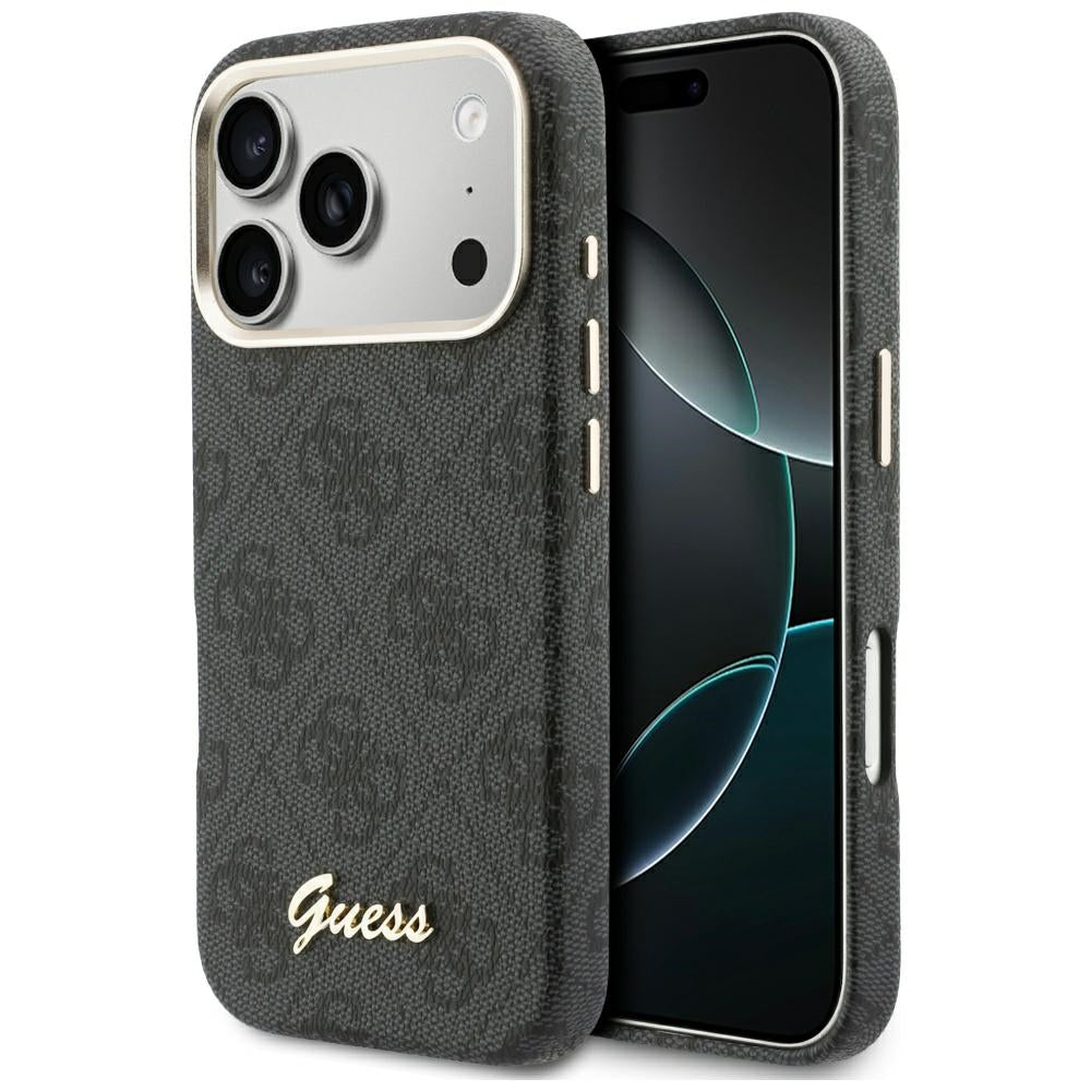 MagSafe Case for Apple iPhone 17 Pro, Guess, 4G Script Logo, Black