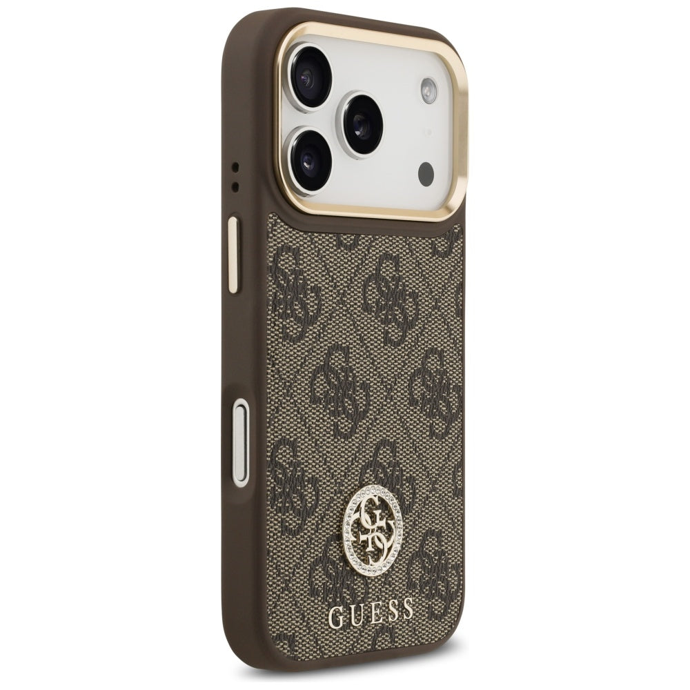 MagSafe Case for Apple iPhone 17 Pro, Guess, 4G Strass Logo, Brown