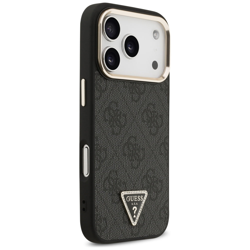 MagSafe Case for Apple iPhone 17 Pro, Guess, 4G Triangle Logo, Black Gold