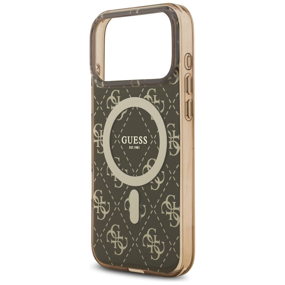 MagSafe Case for Apple iPhone 17 Pro, Guess, IML 4G Background, Brown