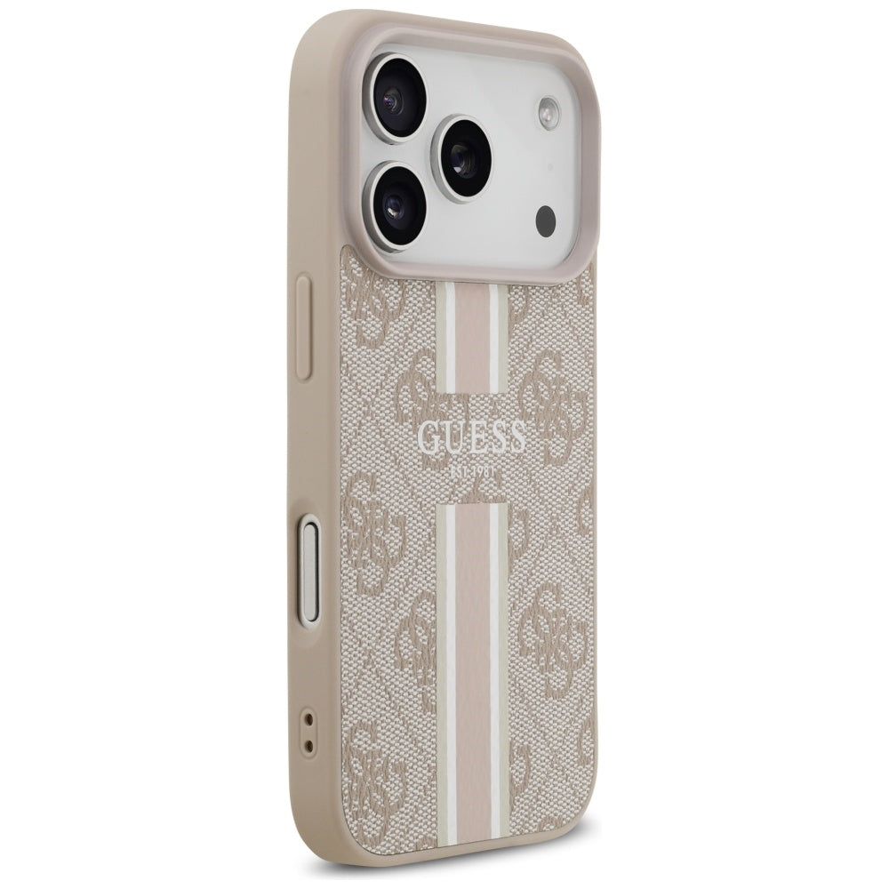 MagSafe Case for Apple iPhone 17 Pro Max, Guess, 4G Printed Stripes, Pink