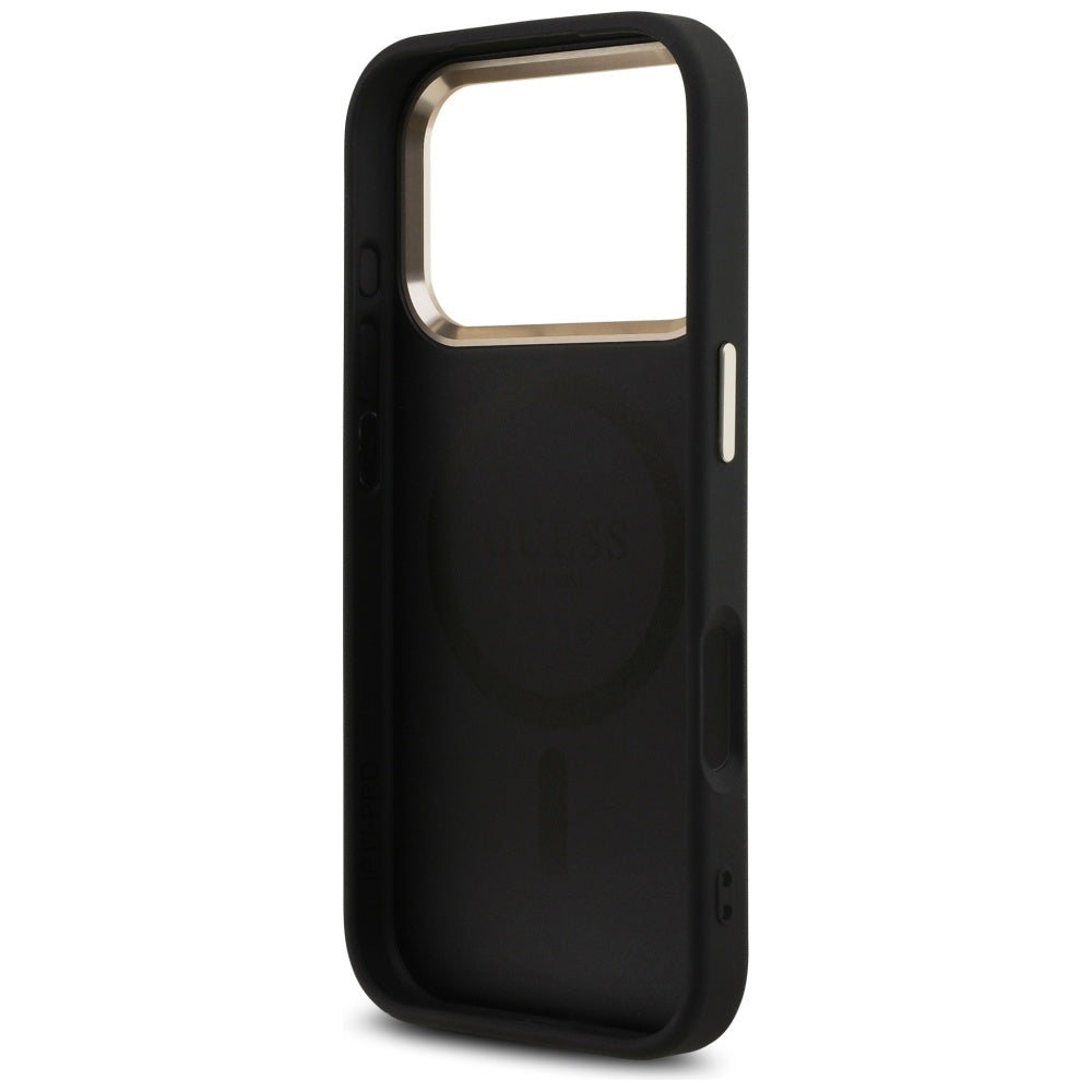 MagSafe Case for Apple iPhone 17 Pro Max, Guess, 4G Triangle Diamond Logo, Black