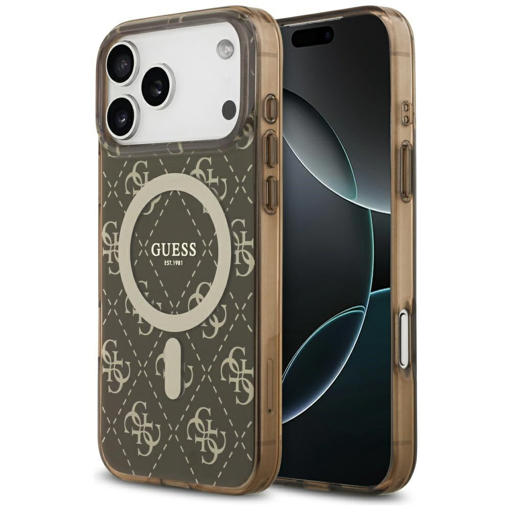MagSafe Case for Apple iPhone 17 Pro Max, Guess, IML 4G Background, Brown