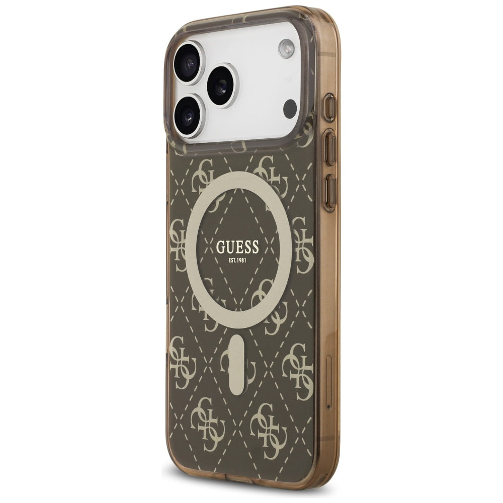 MagSafe Case for Apple iPhone 17 Pro Max, Guess, IML 4G Background, Brown