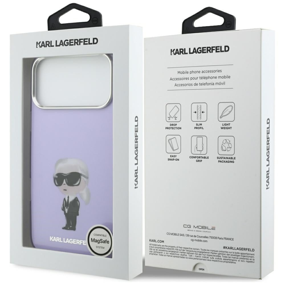 MagSafe Case for Apple iPhone 17 Pro Max, Karl Lagerfeld, IML Aquarelle Karl Logo, Purple