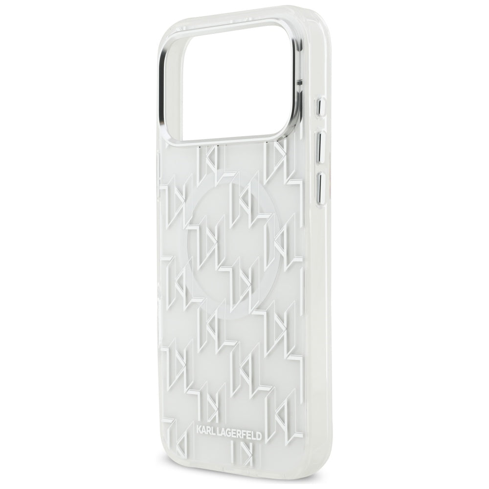 MagSafe Case for Apple iPhone 17 Pro Max, Karl Lagerfeld, IML KL Monogram, White