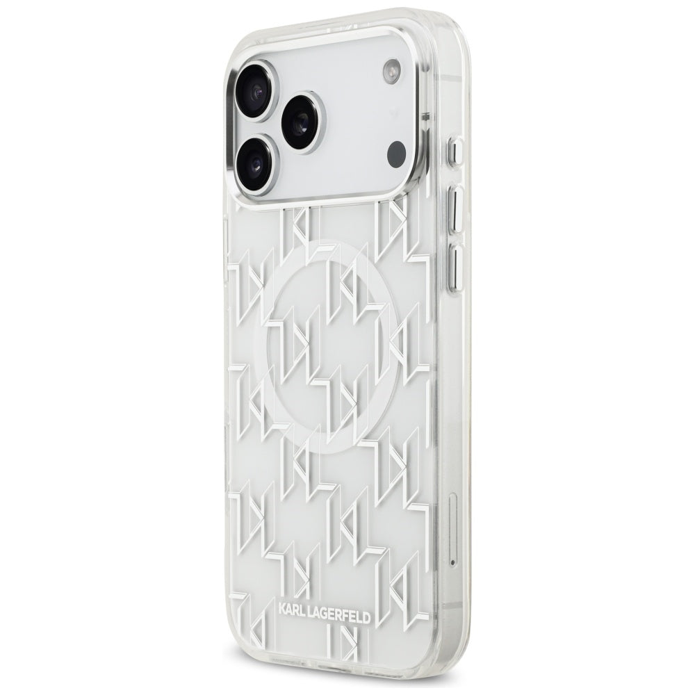 MagSafe Case for Apple iPhone 17 Pro Max, Karl Lagerfeld, IML KL Monogram, White
