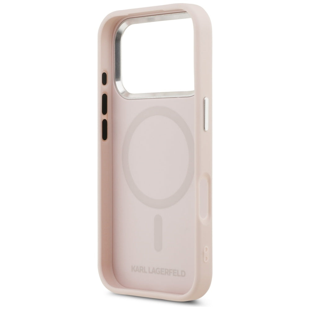 MagSafe Case for Apple iPhone 17 Pro Max, Karl Lagerfeld, Initial & Metal Logo, Pink