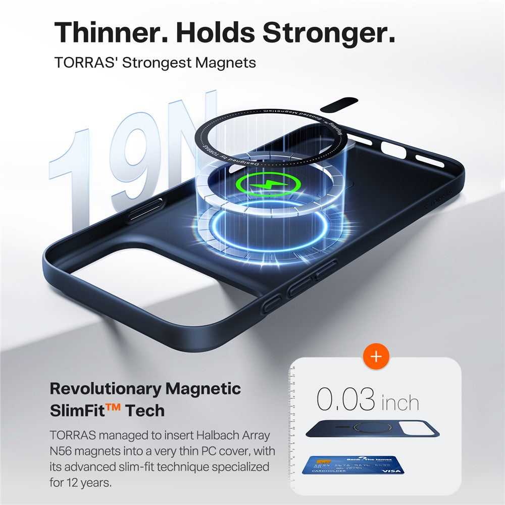 MagSafe Case for Apple iPhone 17 Pro, Torras, SlimFit, Navy Blue