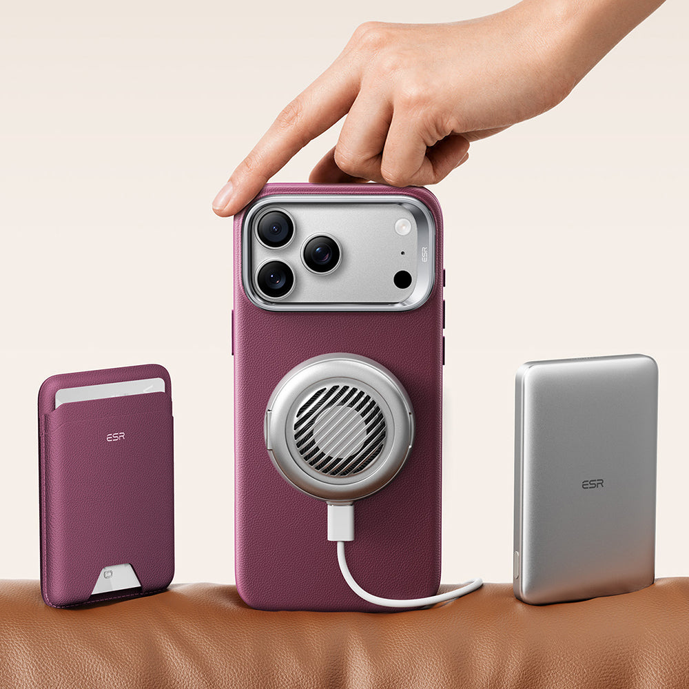 MagSafe Case for Apple iPhone 18 Pro / 17 Pro, ESR, Atelier with Kickstand, Dark Satin Burgundy