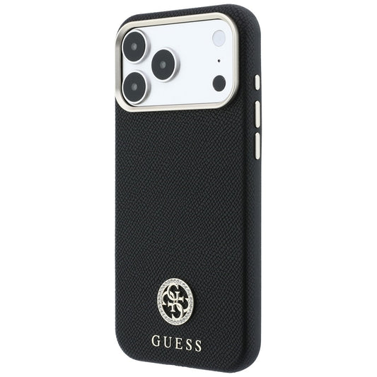 MagSafe Case for Apple iPhone 18 Pro / 17 Pro, Guess, Grained Round Strass Logo, Black