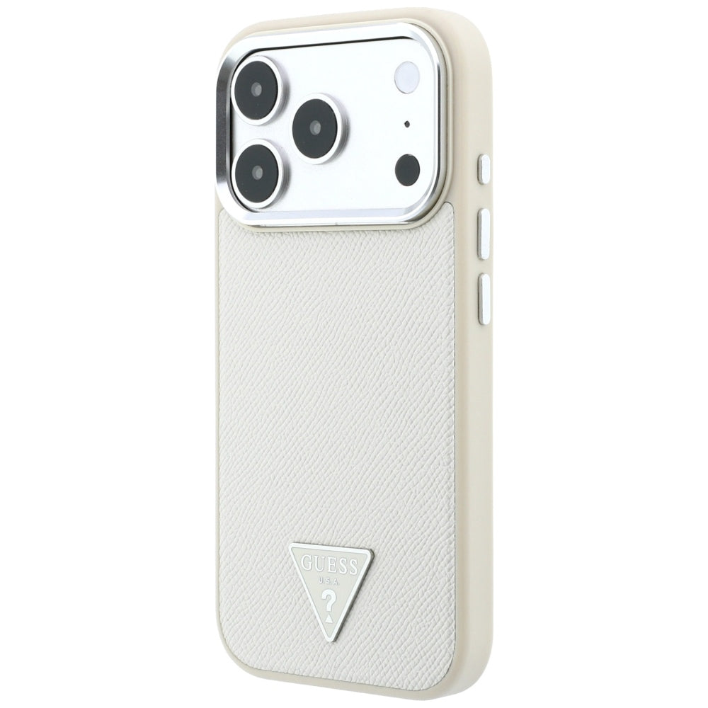 MagSafe Case for Apple iPhone 18 Pro / 17 Pro, Guess, Grained Triangle Logo, Beige