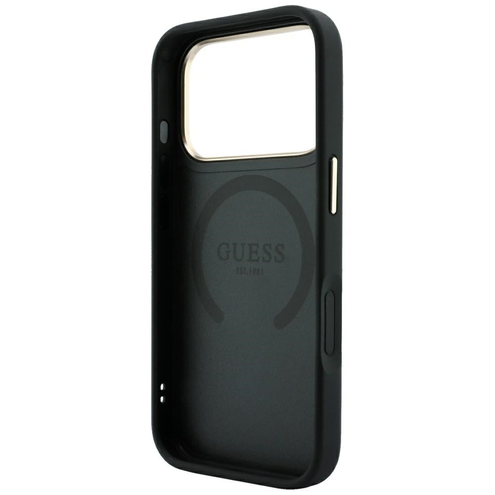 MagSafe Case for Apple iPhone 18 Pro / 17 Pro, Guess, Stripe Peony 4G, Black
