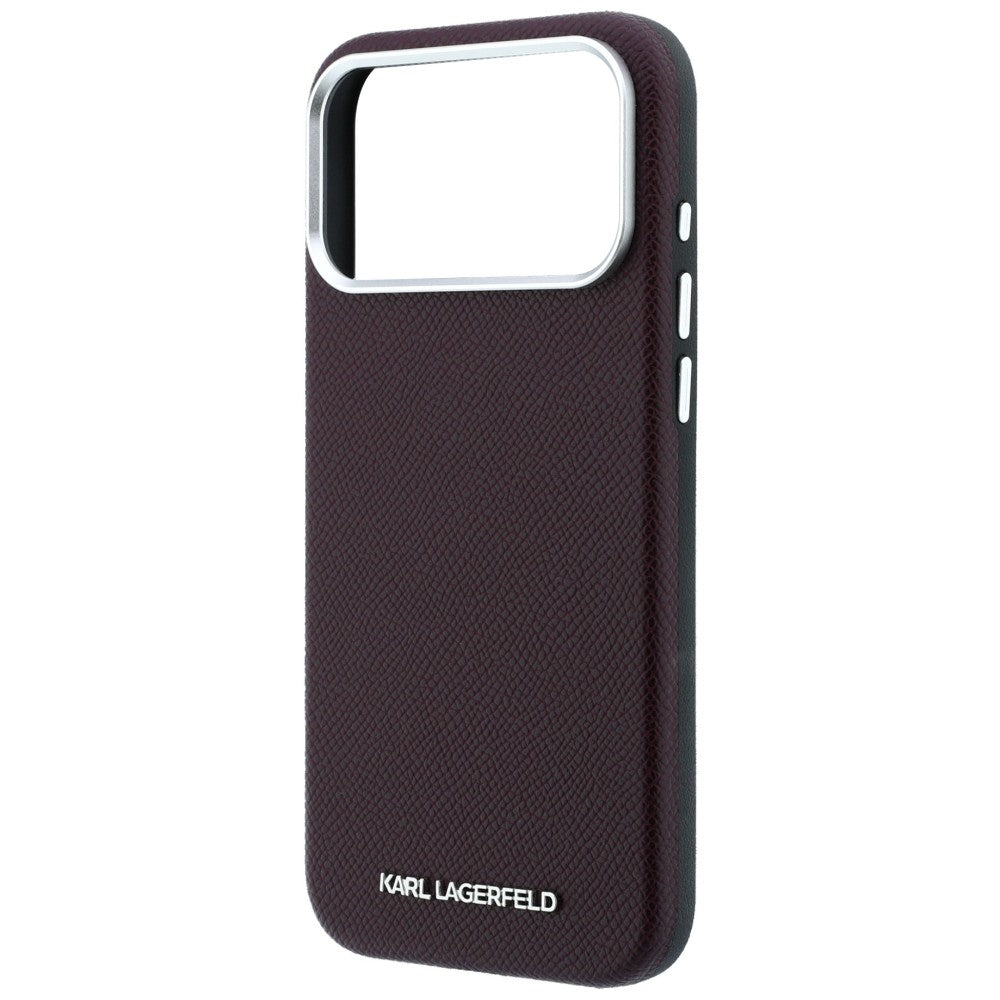 MagSafe Case for Apple iPhone 18 Pro / 17 Pro, Karl Lagerfeld, Grained Elongated Logo, Burgundy