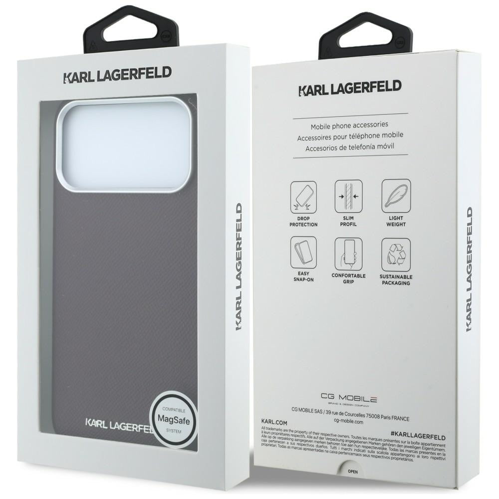 MagSafe Case for Apple iPhone 18 Pro / 17 Pro, Karl Lagerfeld, Grained Elongated Logo, Burgundy