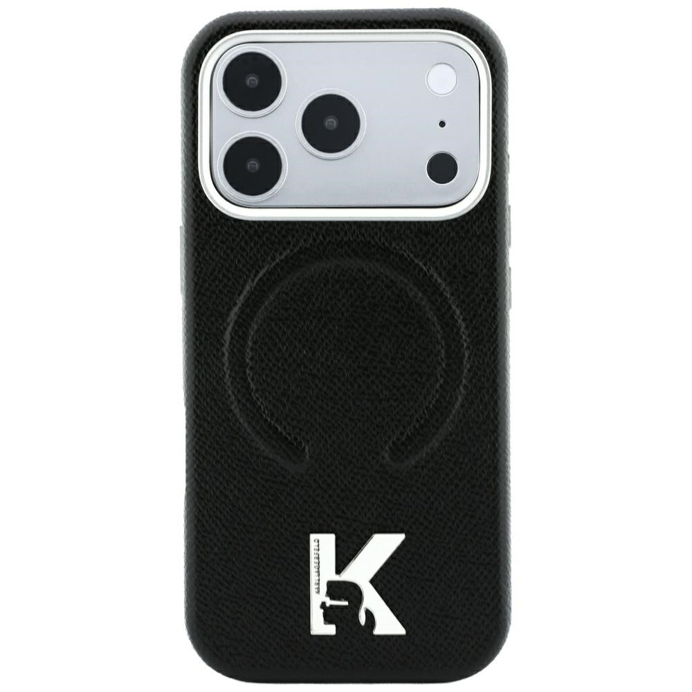 MagSafe Case for Apple iPhone 18 Pro / 17 Pro, Karl Lagerfeld, Grained Embossed Ring, Black
