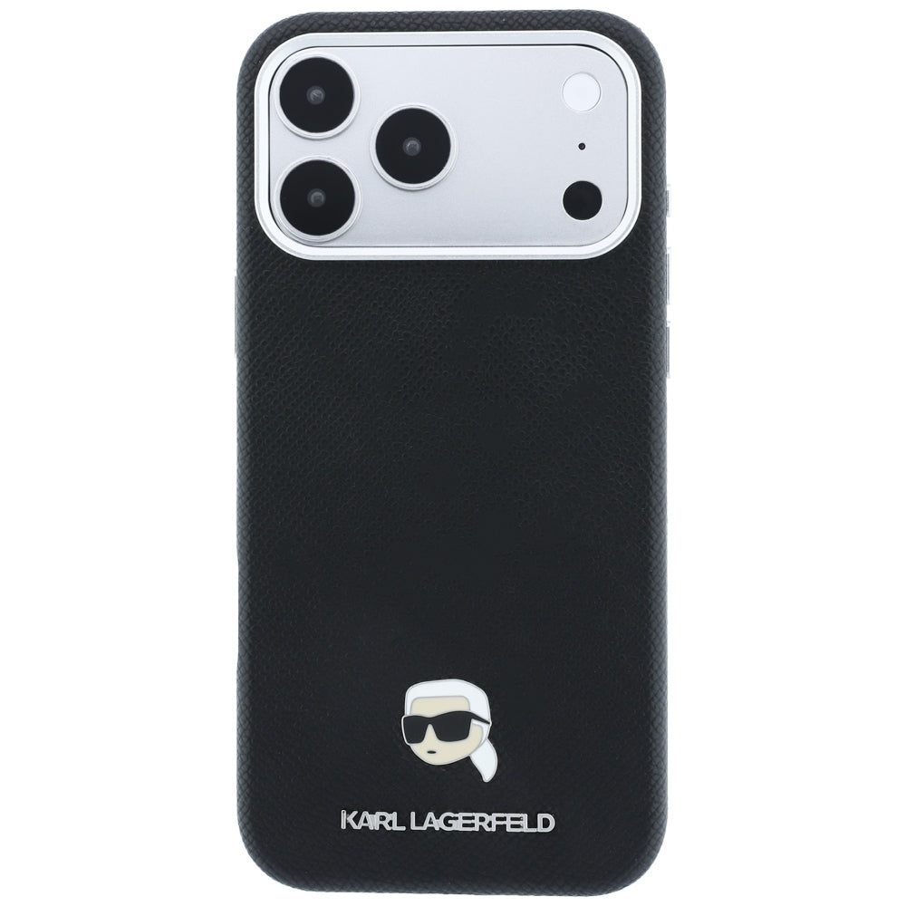 MagSafe Case for Apple iPhone 18 Pro / 17 Pro, Karl Lagerfeld, Grained Karl Head's Metal, Black