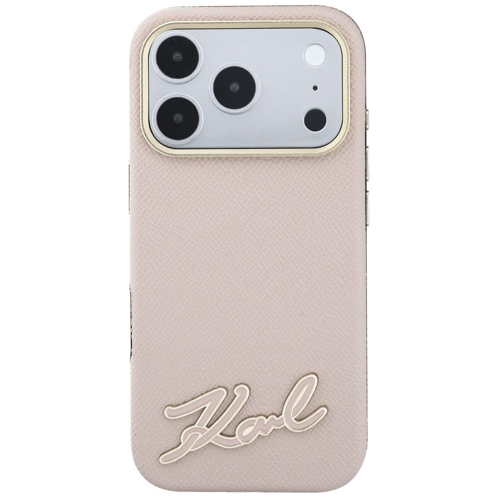 MagSafe Case for Apple iPhone 18 Pro / 17 Pro, Karl Lagerfeld, Grained Resin Sign Logo, Pink