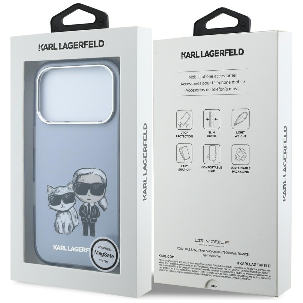 MagSafe Case for Apple iPhone 18 Pro / 17 Pro, Karl Lagerfeld, IML KC Bodies Sketch Print, Blue