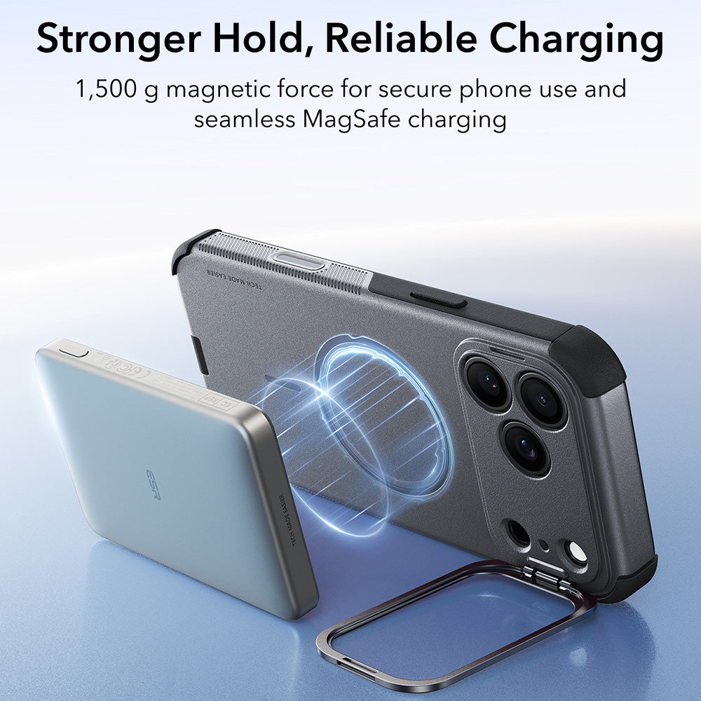 MagSafe Case for Apple iPhone 18 Pro Max / 17 Pro Max, ESR, Cyber Armor Kickstand, Gray