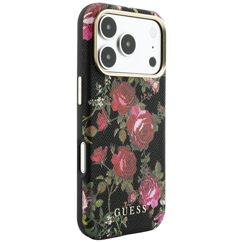 MagSafe Case for Apple iPhone 18 Pro Max / 17 Pro Max, Guess, Blossom Roses Print, Black
