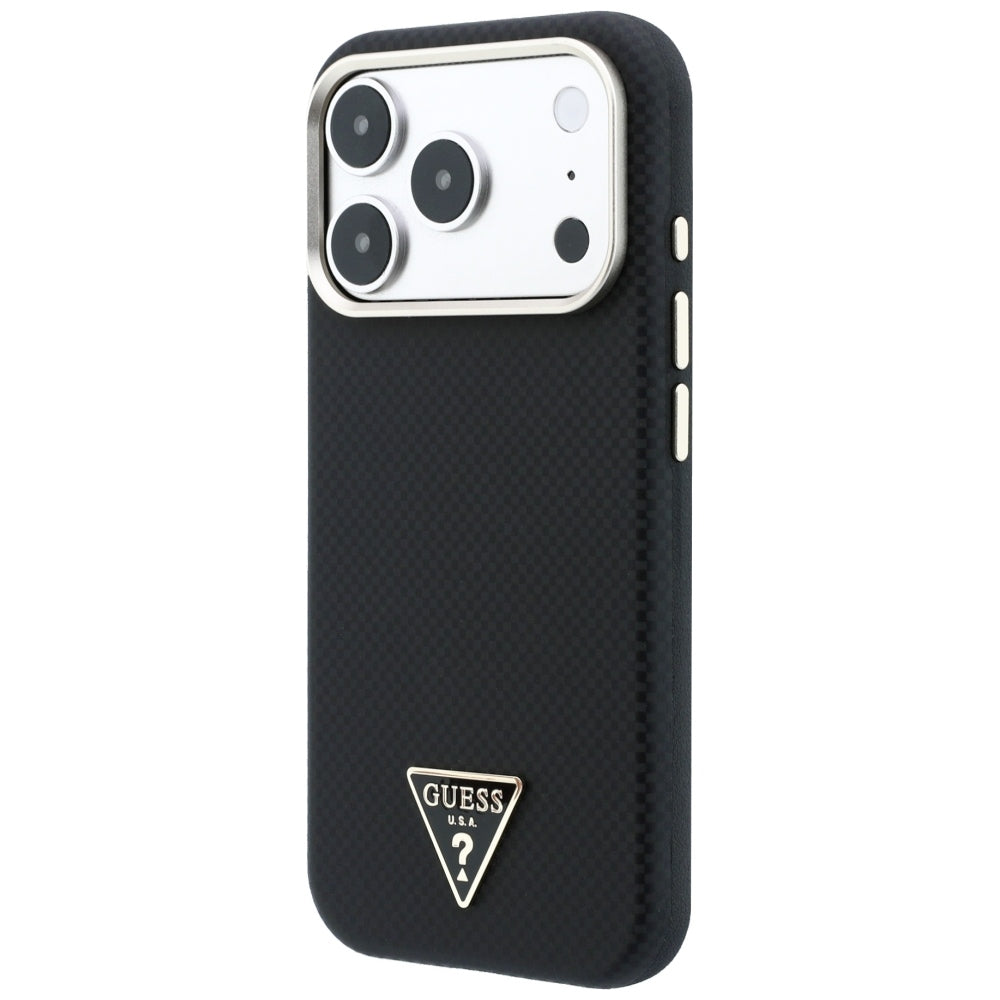 MagSafe Case for Apple iPhone 18 Pro Max / 17 Pro Max, Guess, Kevlar Triangle Logo, Black