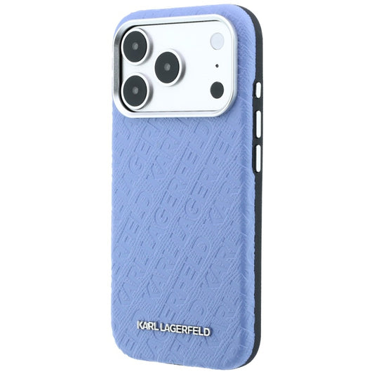 MagSafe Case for Apple iPhone 18 Pro Max / 17 Pro Max, Karl Lagerfeld, Grained Metal Logo, Blue