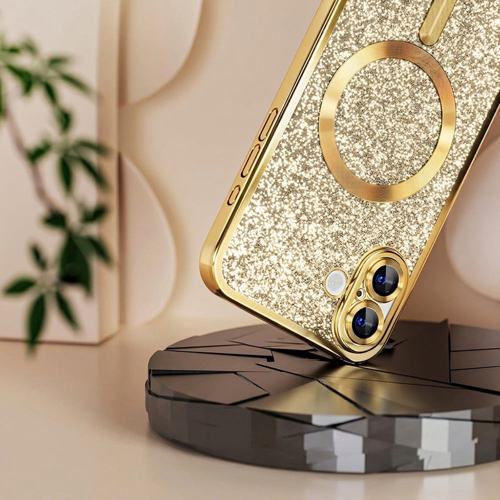 MagSafe Case for Apple iPhone 18 Pro Max / 17 Pro Max, Techsuit, Luxury Glitter, Light Green