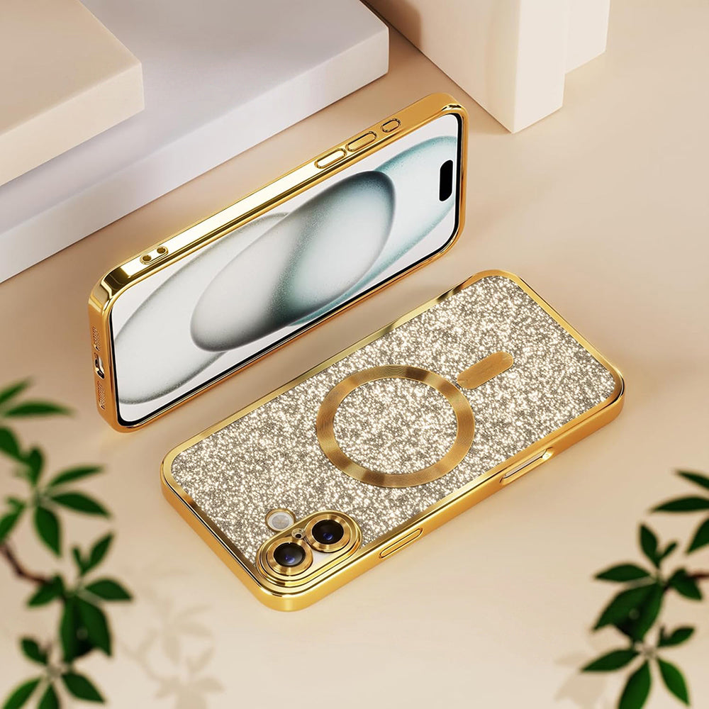 MagSafe Case for Apple iPhone 18 Pro Max / 17 Pro Max, Techsuit, Luxury Glitter, Light Green