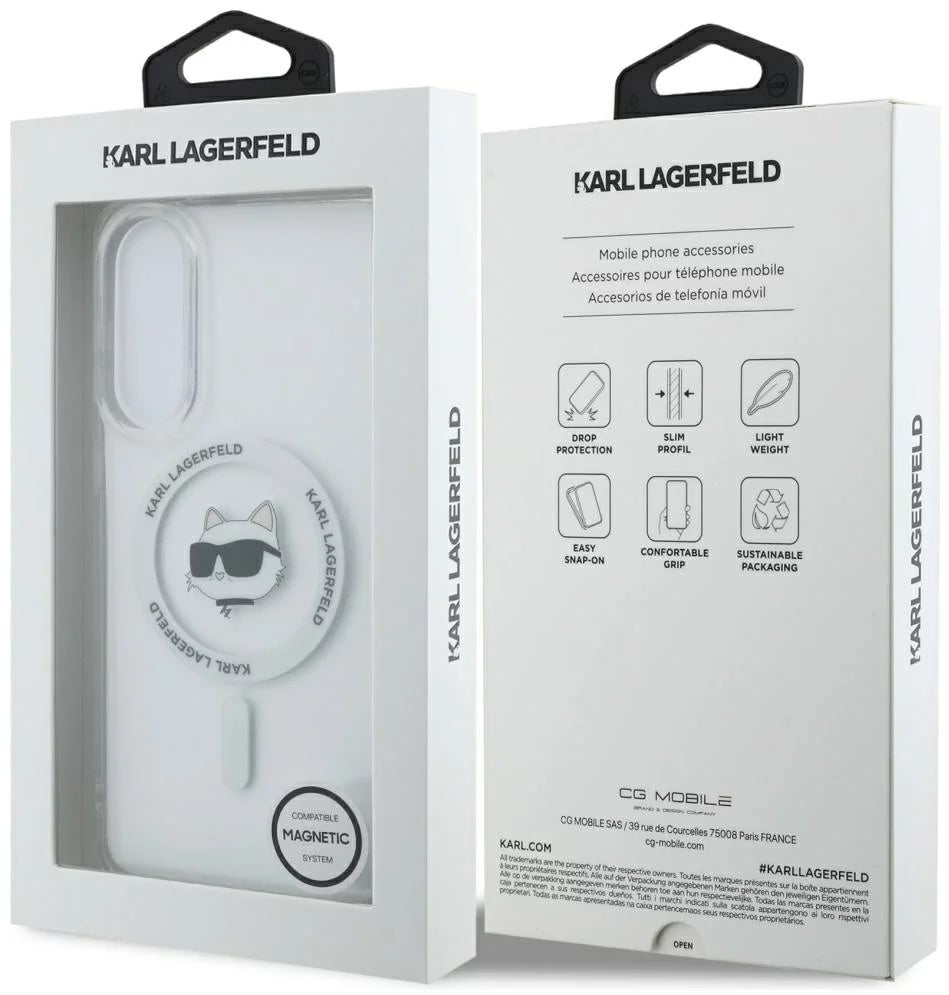 MagSafe Case for Samsung Galaxy S25 Edge S937, Karl Lagerfeld, IML Choupette's Head, White