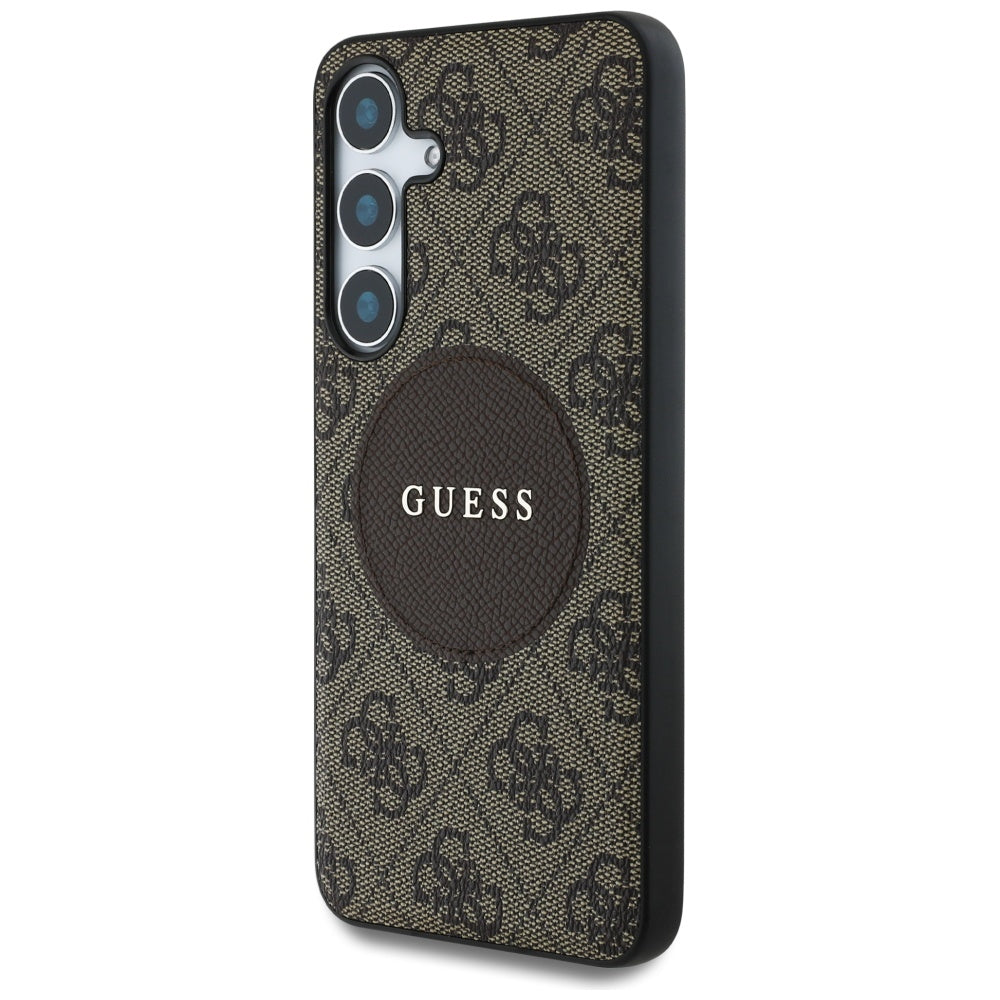 MagSafe Case for Samsung Galaxy S25+ S936, Guess, 4G Circle Classic Logo, Brown