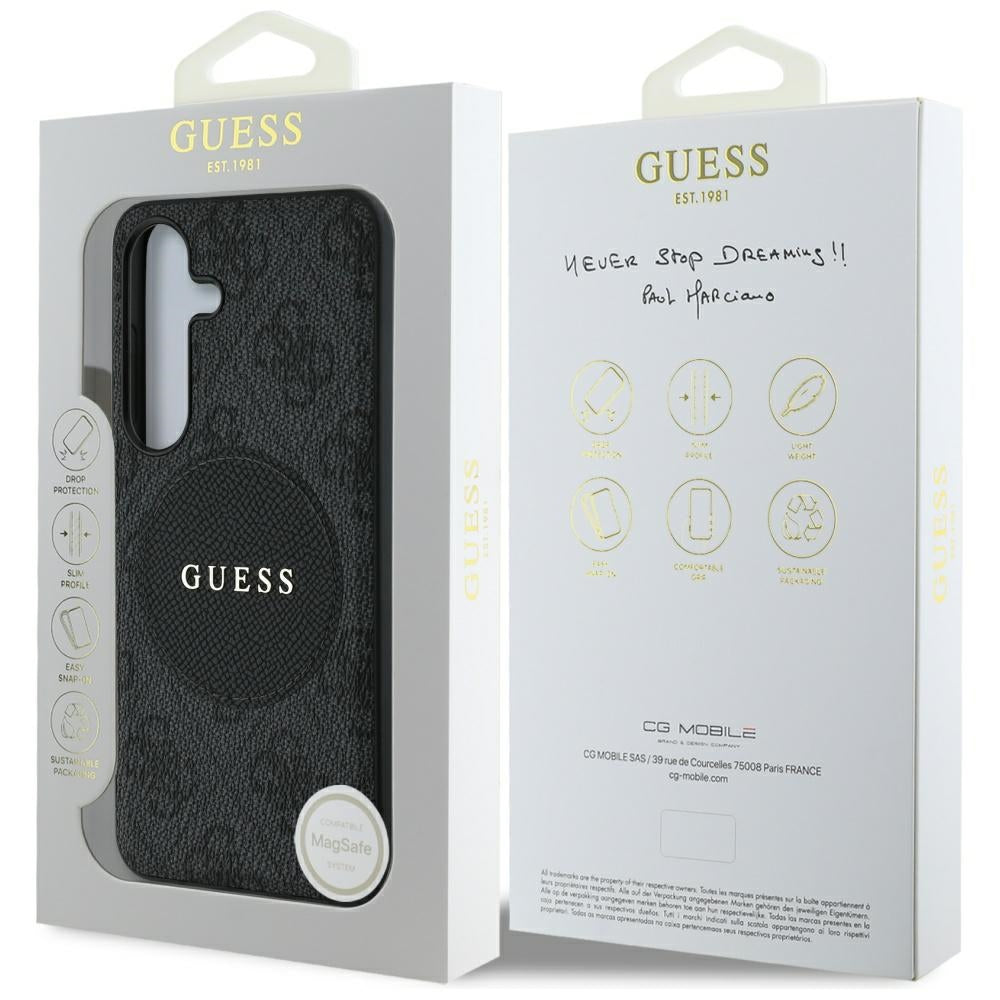 MagSafe Case for Samsung Galaxy S25+ S936, Guess, 4G Circle Classic Logo, Black