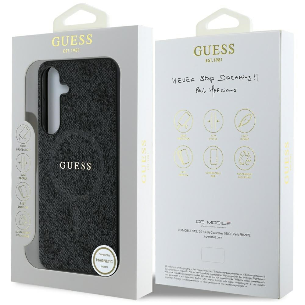 MagSafe Case for Samsung Galaxy S25+ S936, Guess, 4G Ring Classic Logo, Black