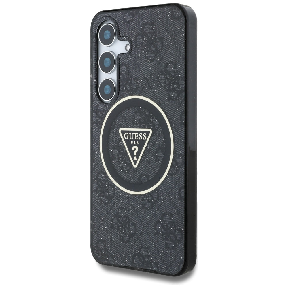 MagSafe Case for Samsung Galaxy S25+ S936, Guess, IML Glitter 4G Circle Triangle, Black