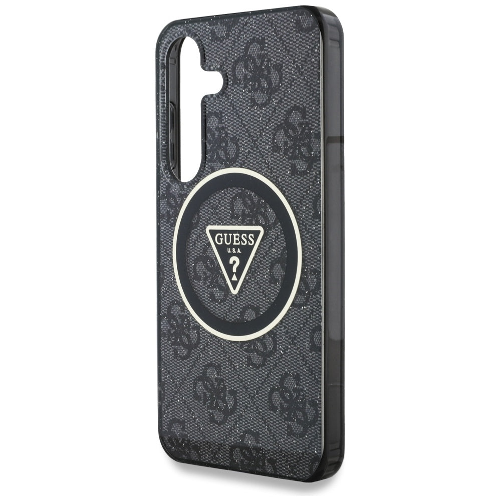 MagSafe Case for Samsung Galaxy S25+ S936, Guess, IML Glitter 4G Circle Triangle, Black