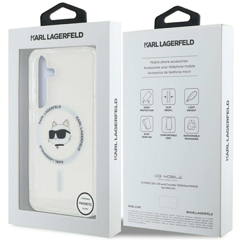 MagSafe Case for Samsung Galaxy S25+ S936, Karl Lagerfeld, IML Choupette's Head, White